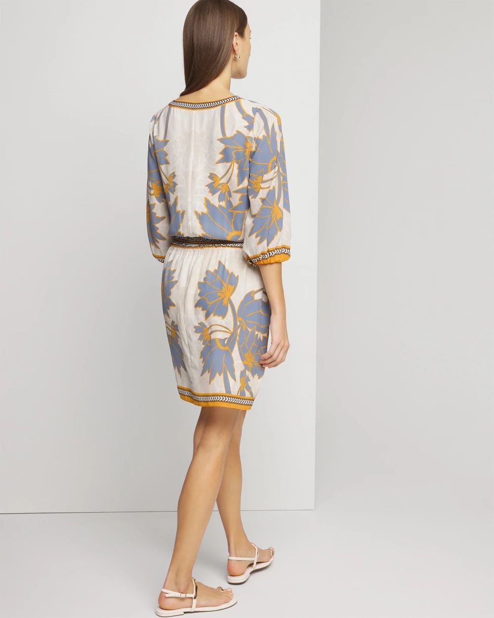 ¾ Sleeve Smocked Waist Dress | White House Black Market